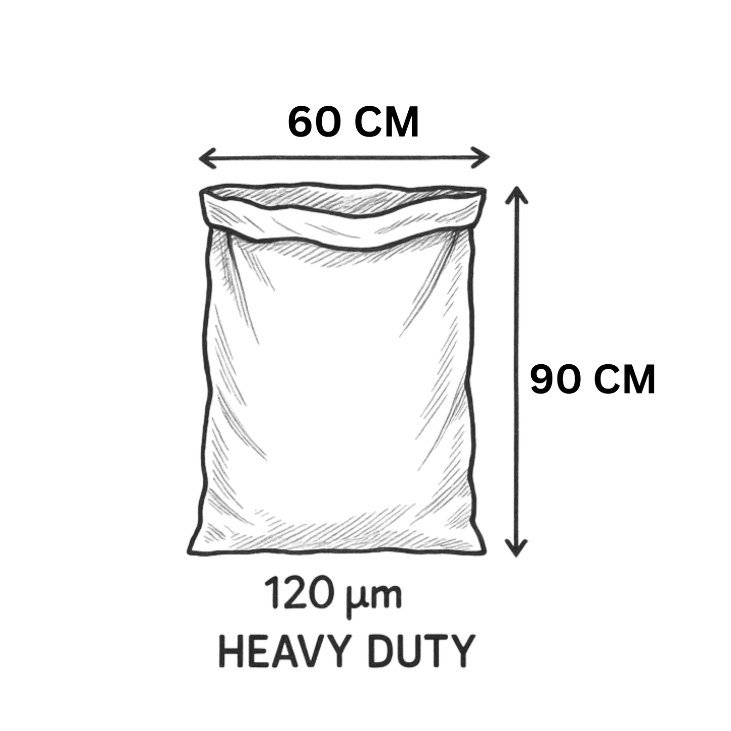 LDPE Heavy Duty Strong Polythene Concrete Rubbish Bags 90cm x 60cm (120 um) 30 Pack